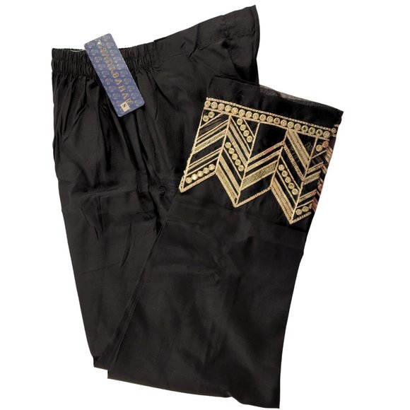Women's Silk Trouser Pant Mirror Embroidered Sadabahar Designer Pakistani Indian - Picture 15 of 16